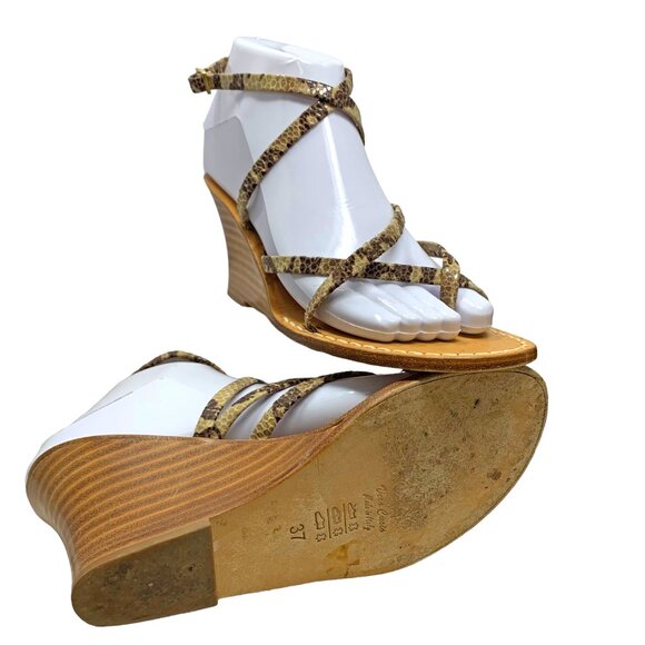 Tuccia‎ Di Capri Embossed Leather Strappy Wedge Sandals - Picture 10 of 11